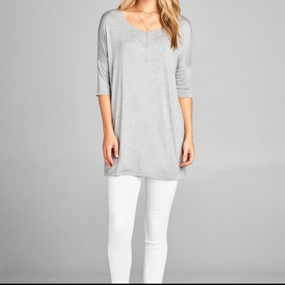 Swanky Coconut Jersey Tunic Heathered Gray Medium